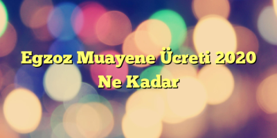 Egzoz Muayene Ücreti 2020 Ne Kadar