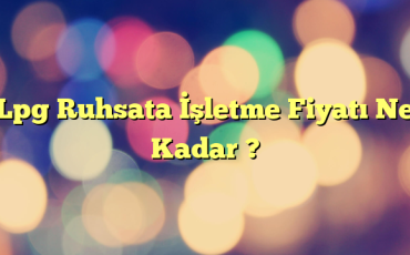 Lpg Ruhsata İşletme Fiyatı Ne Kadar ?