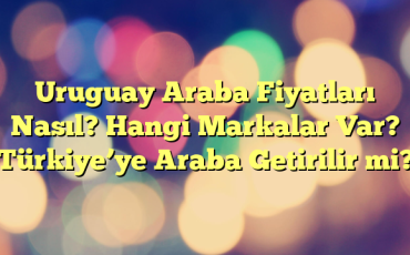 Uruguay Araba Fiyatları Nasıl? Hangi Markalar Var? Türkiye’ye Araba Getirilir mi?