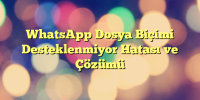 WhatsApp Dosya Biçimi Desteklenmiyor Hatası ve Çözümü